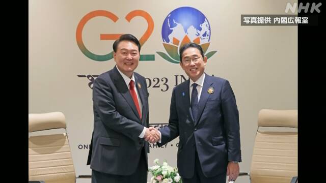 【NHK】 岸田首相 ユン大統領と会談 日中韓首脳会談 再開に向け調整