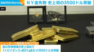 【市況】NY 金先物 史上初の3500ドル突破